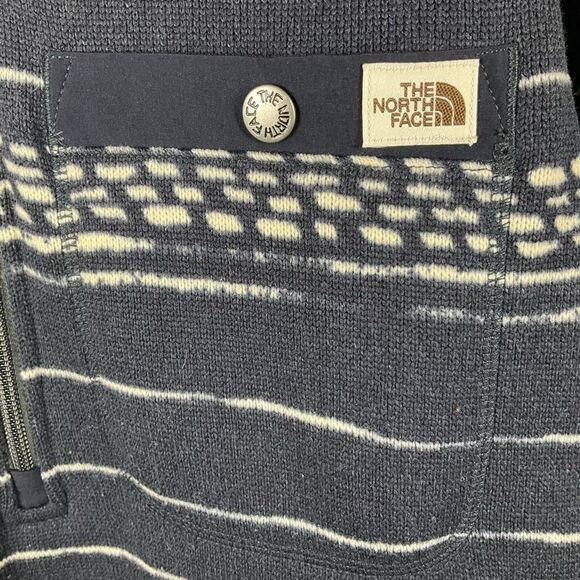 THE NORTH FACE Fleece 1/2 Zip Pullover Knit Fleece Jacket Navy & White Men’s Sm - Picture 4 of 7